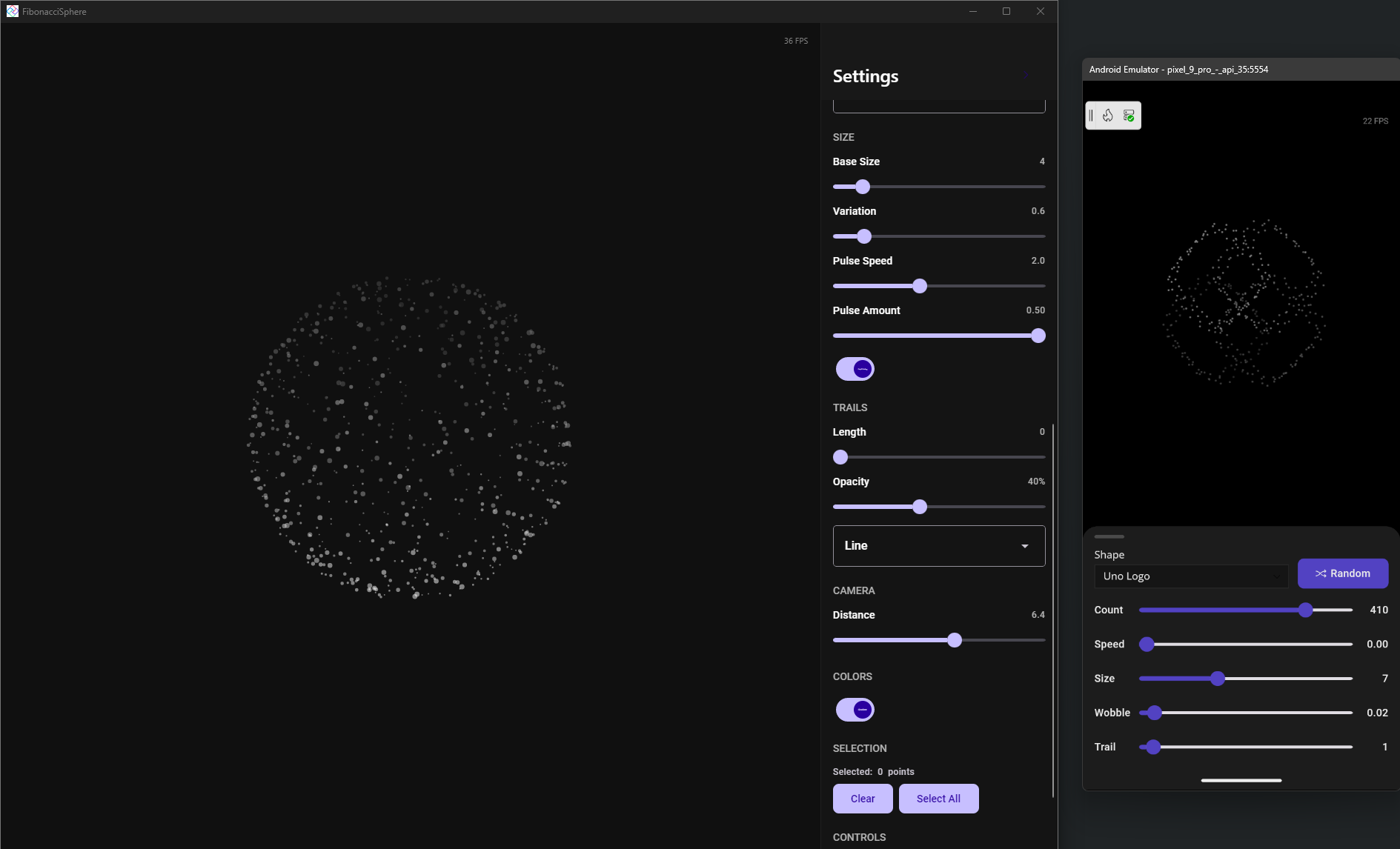 Interactive 3D Fibonacci Sphere - Uno Platform